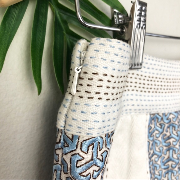 Tory Burch Mosaic Embroidered Linen Skirt - 6 - Picture 6 of 10